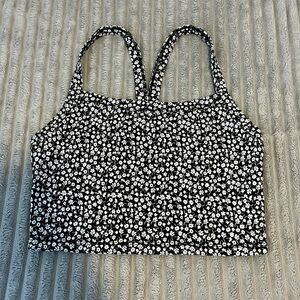 Flowery black and white crop top